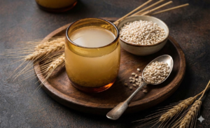 A glass of overnight soaked barley water